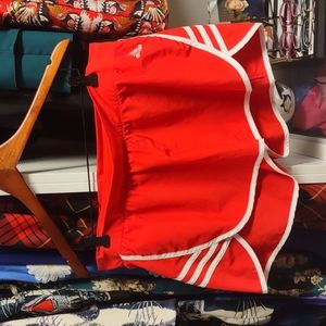 Adidas red foldover waist band lightweight shorts